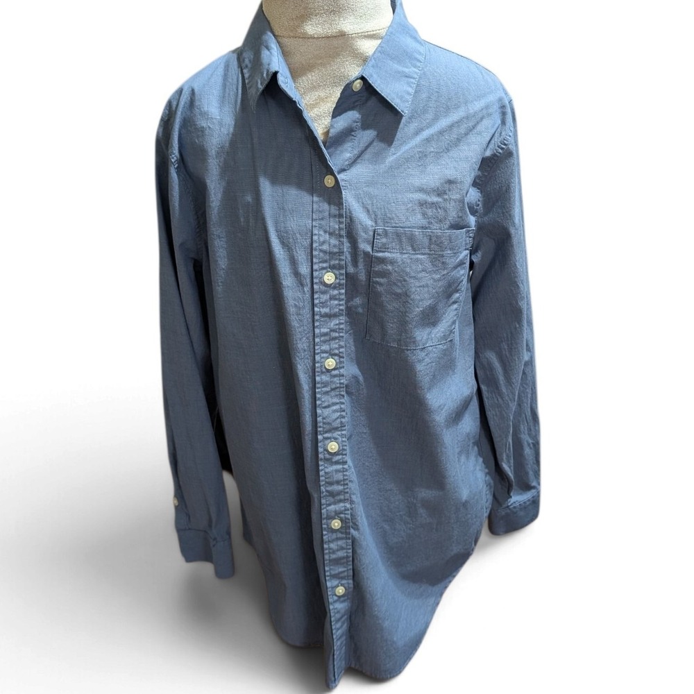 Banana Republic Boyfriend Shirt XS Bijou Blue Cotton Blend Button Down Chambray